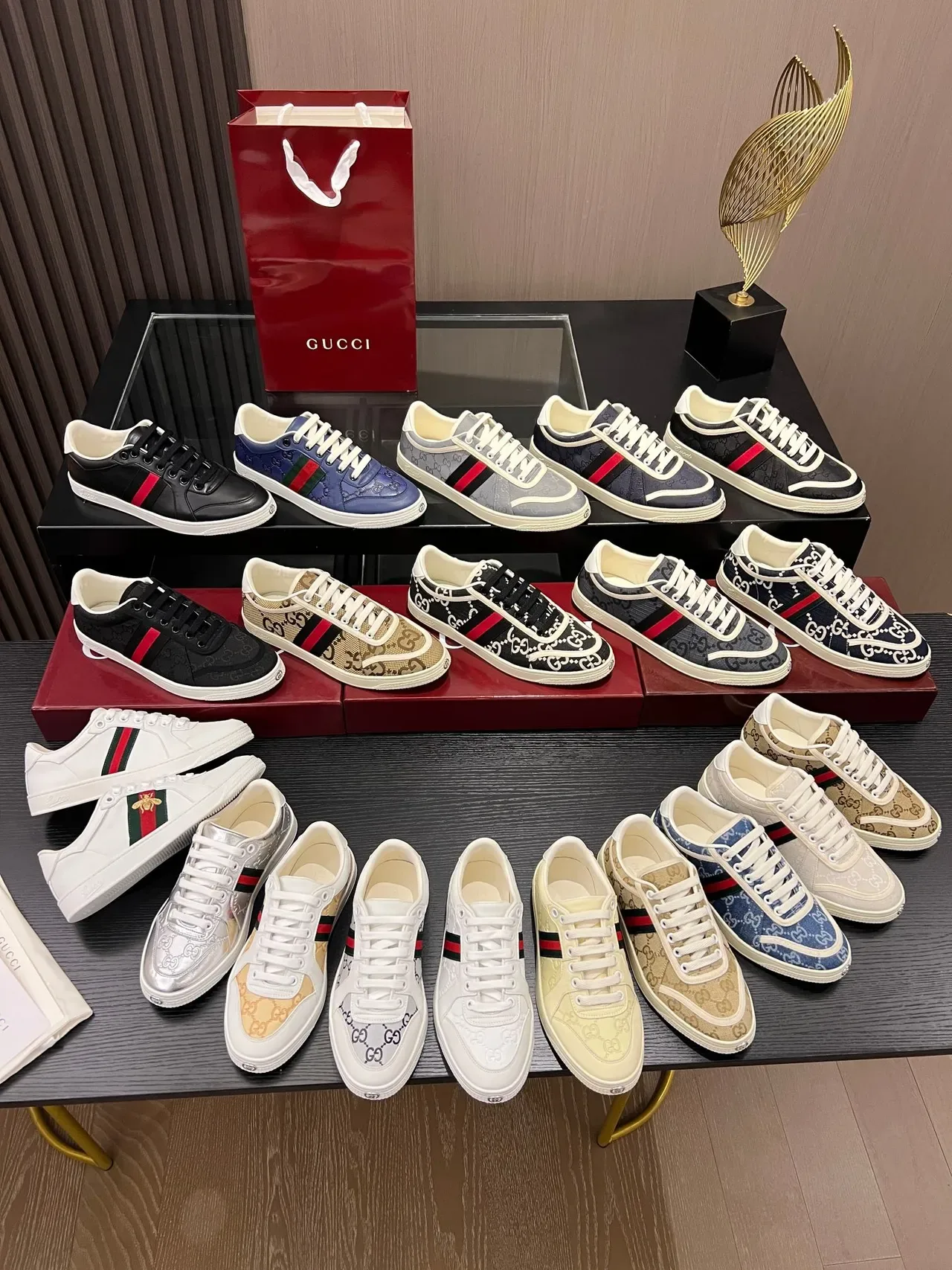 Gucci Tennis 1977 Beige Monogram Canvas Web Stripe Lifestyle Sneakers 10