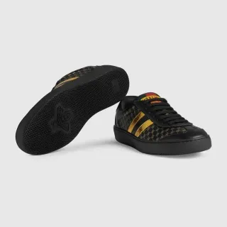 Gucci Tennis 1977 Black and Gold Monogram Lifestyle Sneakers