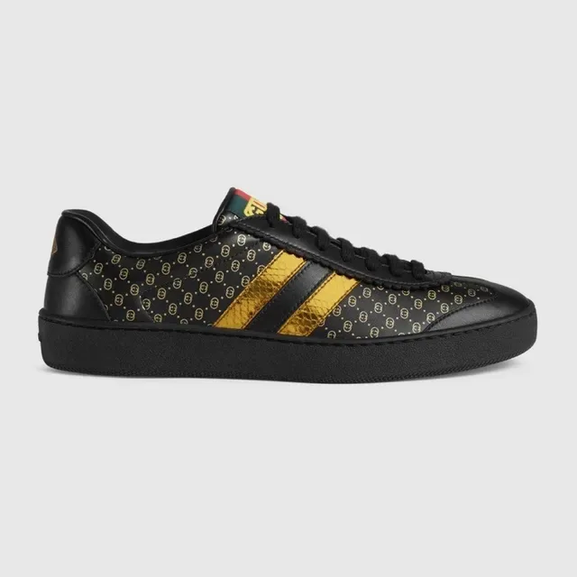 Gucci Tennis 1977 Black and Gold Monogram Lifestyle Sneakers 2