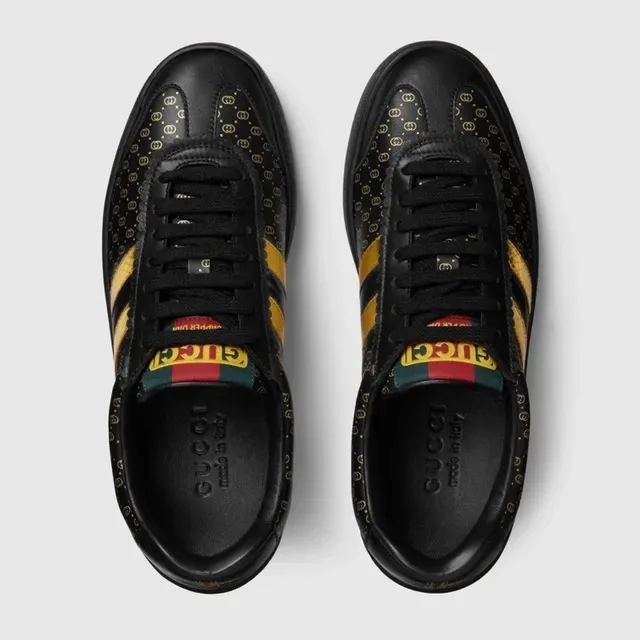 Gucci Tennis 1977 Black and Gold Monogram Lifestyle Sneakers 3