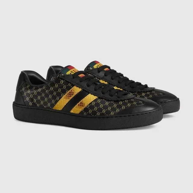 Gucci Tennis 1977 Black and Gold Monogram Lifestyle Sneakers 5