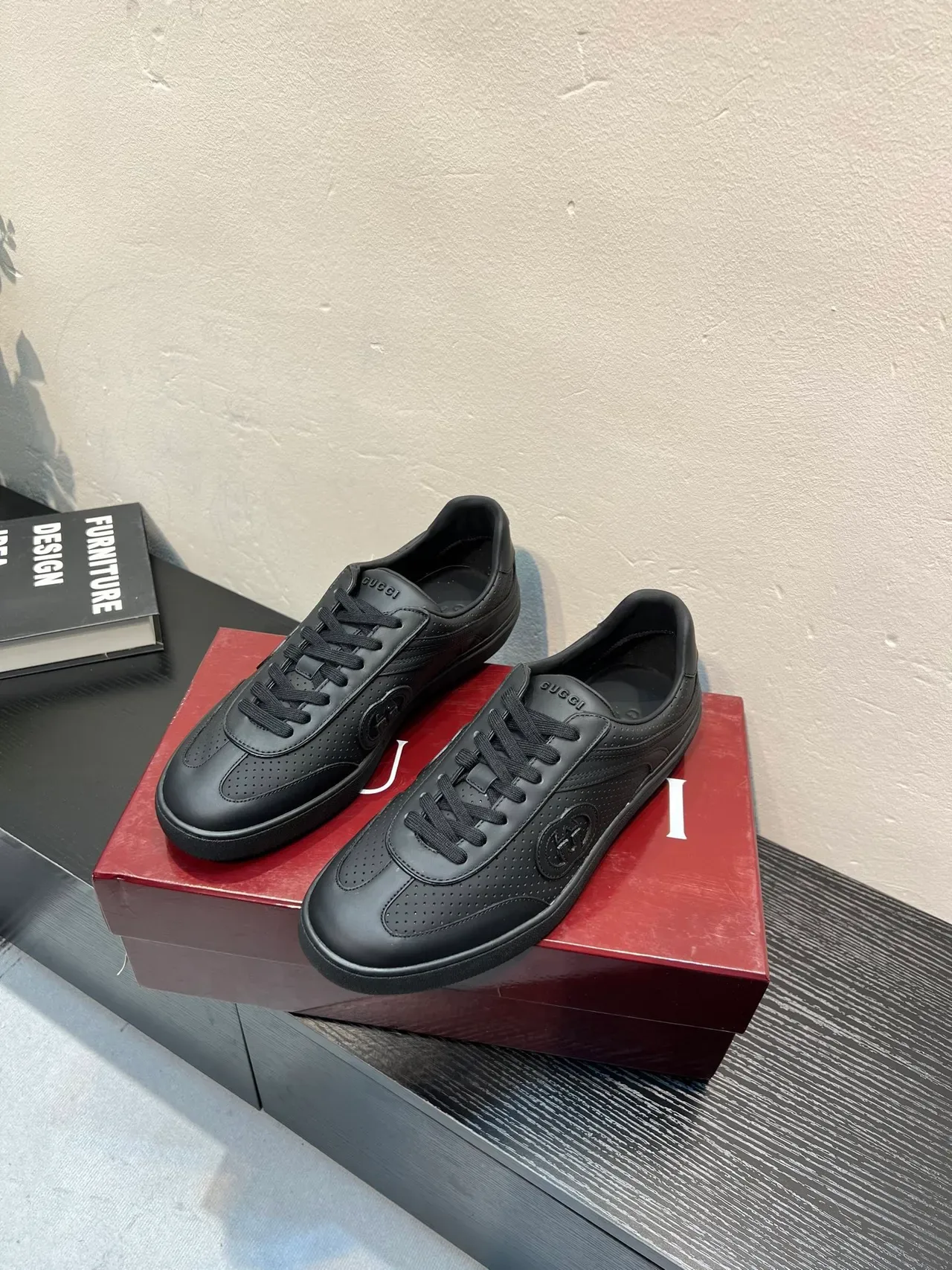 Gucci Tennis 1977 Black Perforated Leather Lifestyle Sneakers 3