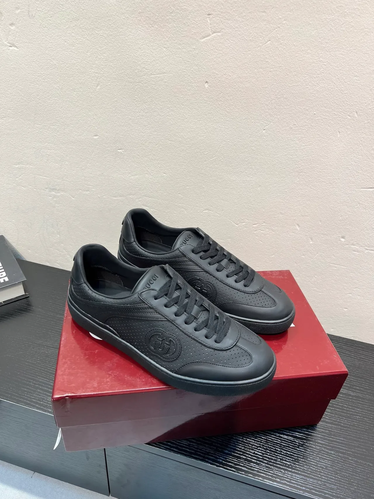 Gucci Tennis 1977 Black Perforated Leather Lifestyle Sneakers 5