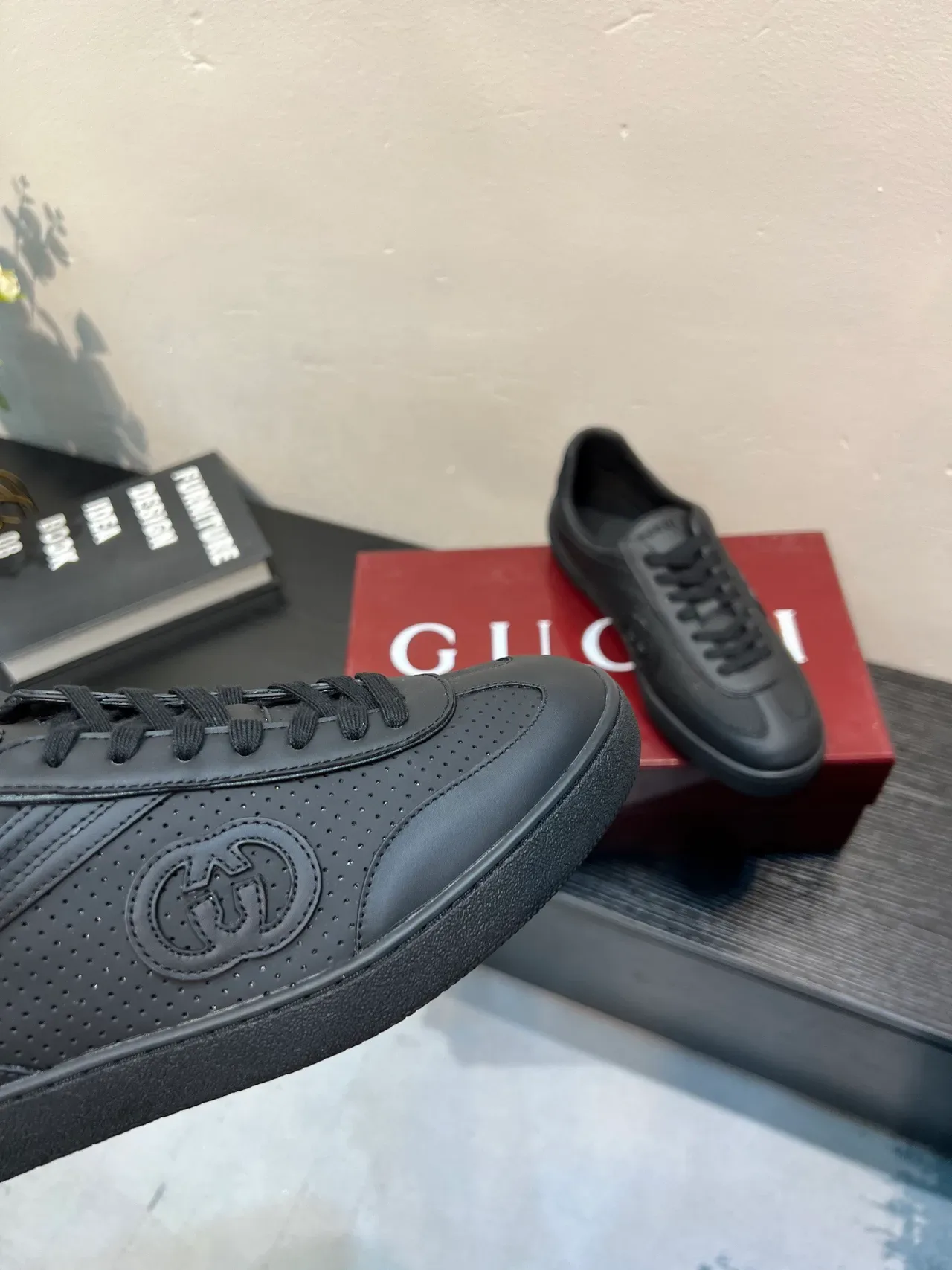 Gucci Tennis 1977 Black Perforated Leather Lifestyle Sneakers 9