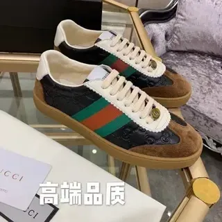 Gucci Tennis 1977 Black White Brown Web Stripe Lifestyle Sneakers