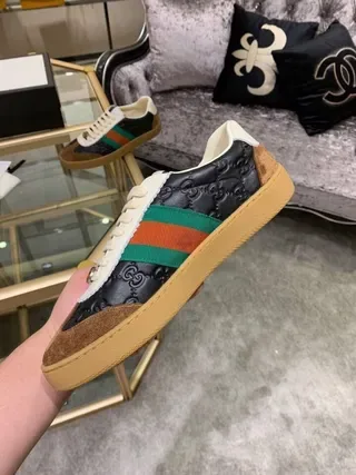 Gucci Tennis 1977 Black White Brown Web Stripe Lifestyle Sneakers 3