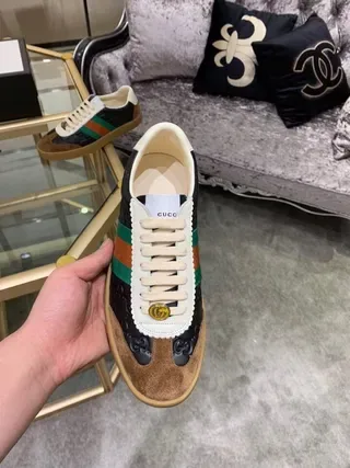 Gucci Tennis 1977 Black White Brown Web Stripe Lifestyle Sneakers 8