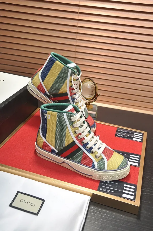 Gucci Tennis 1977 Sneakers Lifestyle Multicolores Rayées Hautes 2