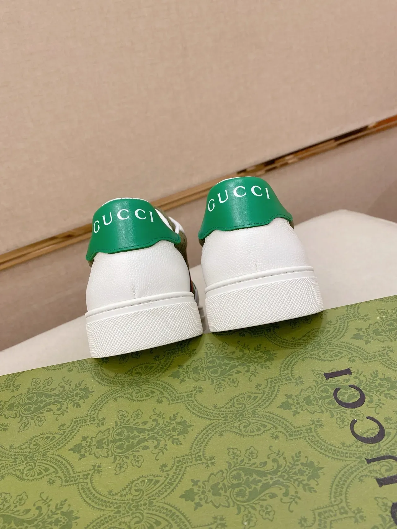 Gucci Tennis 1977 Olive Green and White Web Stripe Lifestyle Sneakers 2