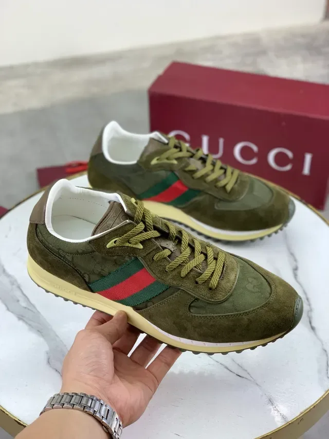 Gucci Tennis 1977 Olive Green Web Stripe Lifestyle Sneakers 4