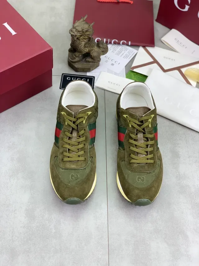 Gucci Tennis 1977 Olive Green Web Stripe Lifestyle Sneakers 5