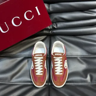 Gucci Tennis 1977 Red and Brown Suede Mesh Lifestyle Sneakers