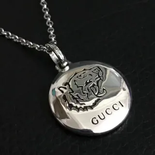 Gucci Tiger Motif Circular Disc Pendant Necklace