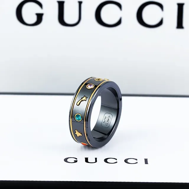 Gucci White Gold Ceramic Trim Ring 5