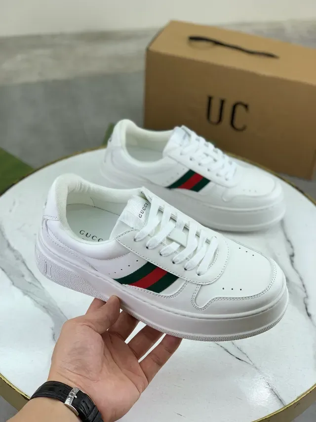 Gucci White Green Leather Web Stripe Lifestyle Sneakers 4