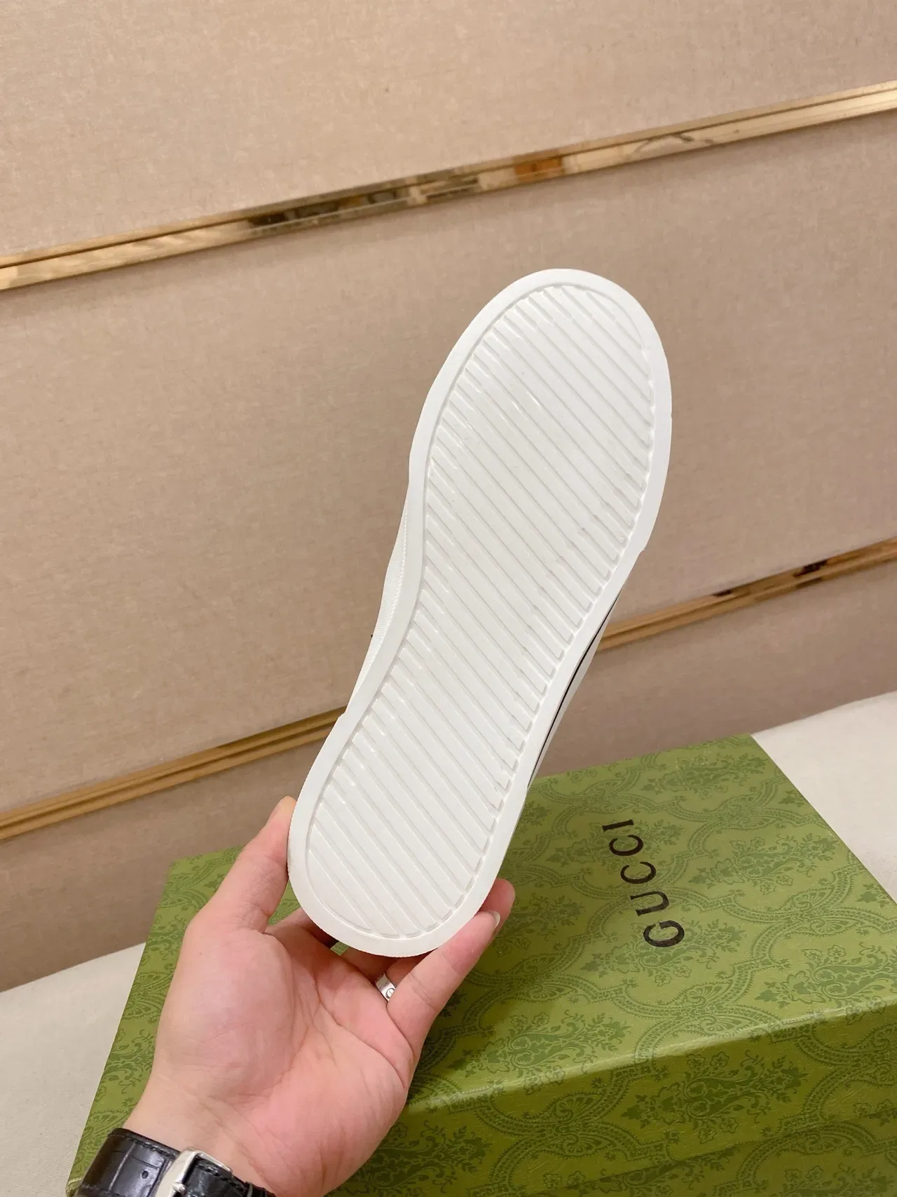 Gucci White Navy Slip-On Construction Embroidered Team Logo Patch Lifestyle Sneakers 2