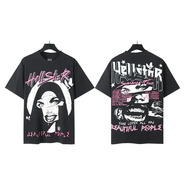 Hellstar Black Pink Oversized Fit Screen-Print Graphic T-Shirt 2