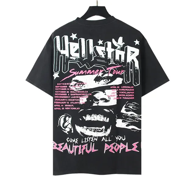 Hellstar Black Pink Oversized Fit Screen-Print Graphic T-Shirt 4