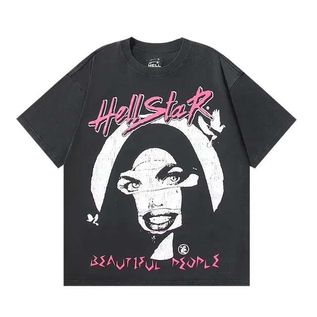 Hellstar Black Pink Oversized Fit Screen-Print Graphic T-Shirt 5
