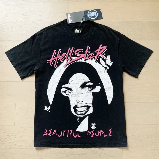 Hellstar Black Pink Oversized Fit Screen-Print Graphic T-Shirt 7