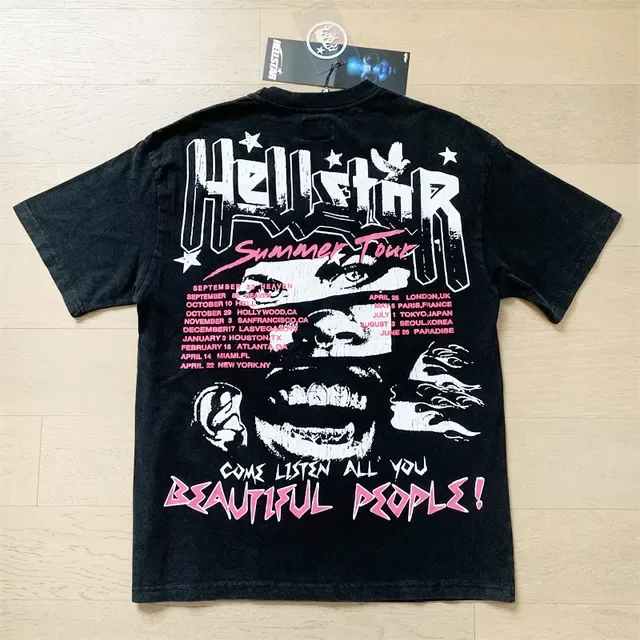 Hellstar Black Pink Oversized Fit Screen-Print Graphic T-Shirt 8