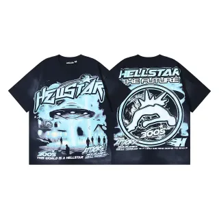 تيشيرت أوفرسايز Hellstar بطبعة UFO على الوجهين