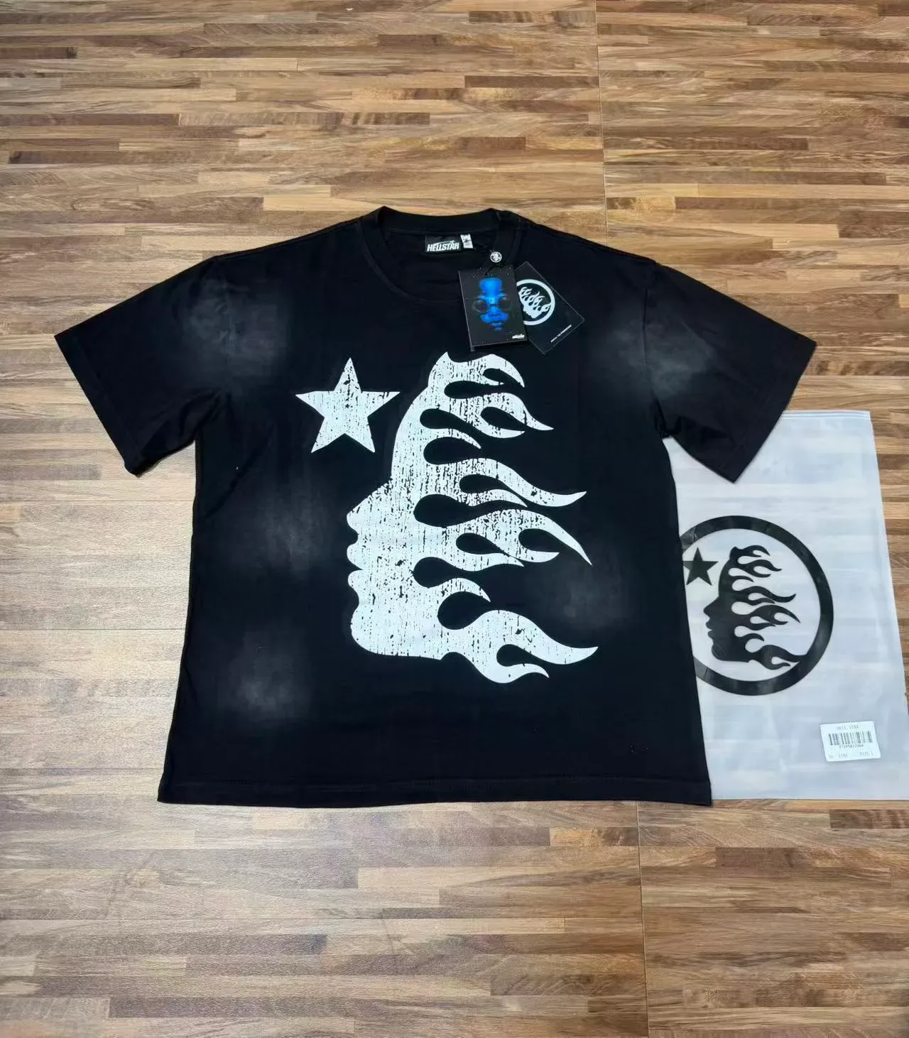 Hellstar Flame Star Distressed Graphic Black T-Shirt 2