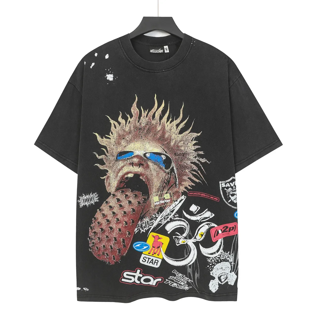 Hellstar Graphic Collage Oversized Distressed T-Shirt 2