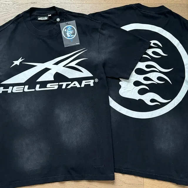 Hellstar تي شيرت بطباعة جرافيكية بياقة مستديرة وشورتس بكوردون مجموعة كاجوال 2