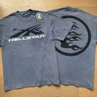 تيشيرت Hellstar رمادي مغسول بطباعة جرافيك