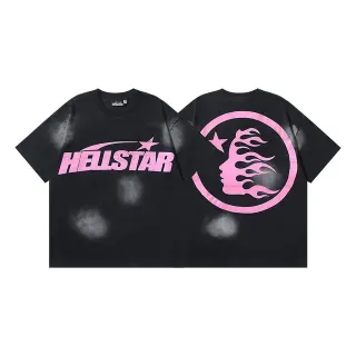 تيشيرت Hellstar أوفرسايز وردي ديسترسد بطبعة جرافيك