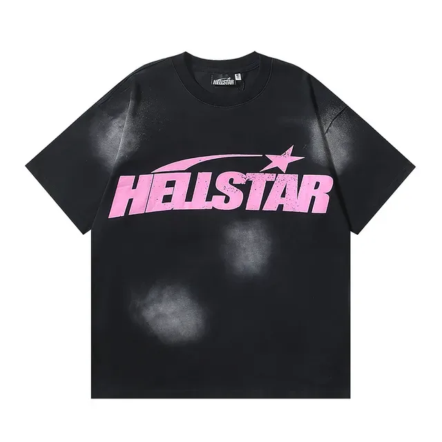 Camiseta Hellstar oversized gráfica rosa desgastada 2