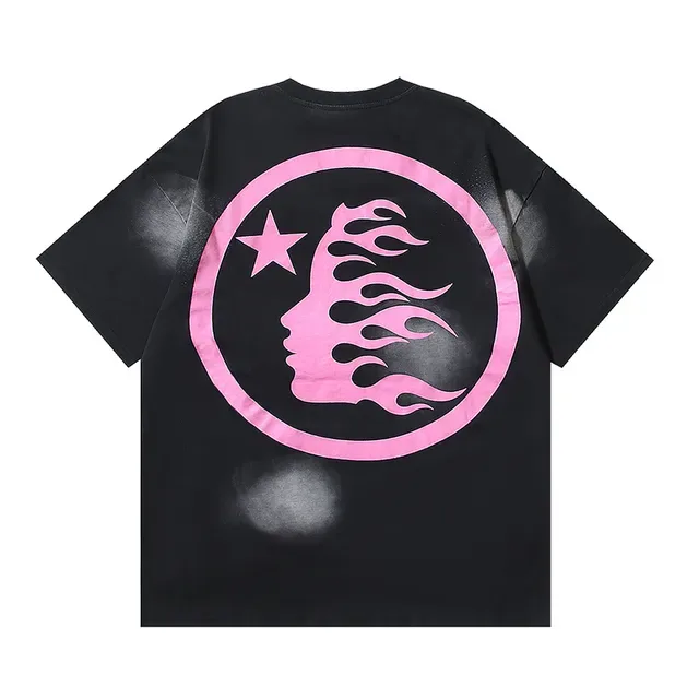Camiseta Hellstar oversized gráfica rosa desgastada 3