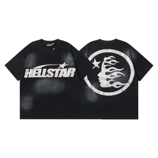 Hellstar ওভারসাইজড ফয়েল প্রিন্ট কালো টি-শার্ট