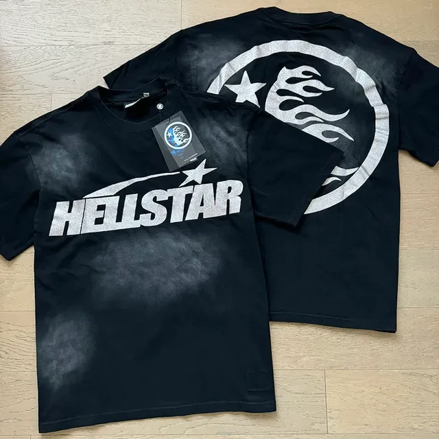 تي شيرت Hellstar أسود أوفرسايز بطباعة فويل 7