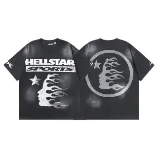 تيشيرت Hellstar جرافيك رياضي أوفرسايز أسود