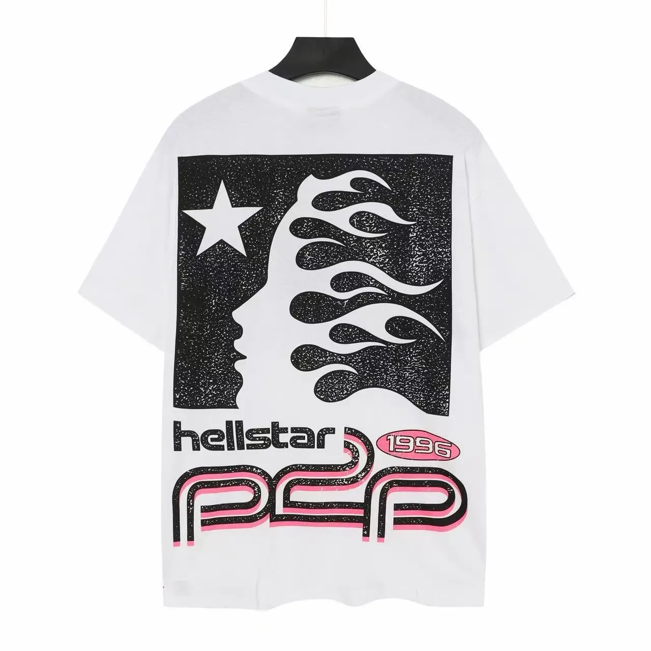Hellstar সাদা-গোলাপি গ্রাফিক প্রিন্ট ওভারসাইজড টি-শার্ট 4