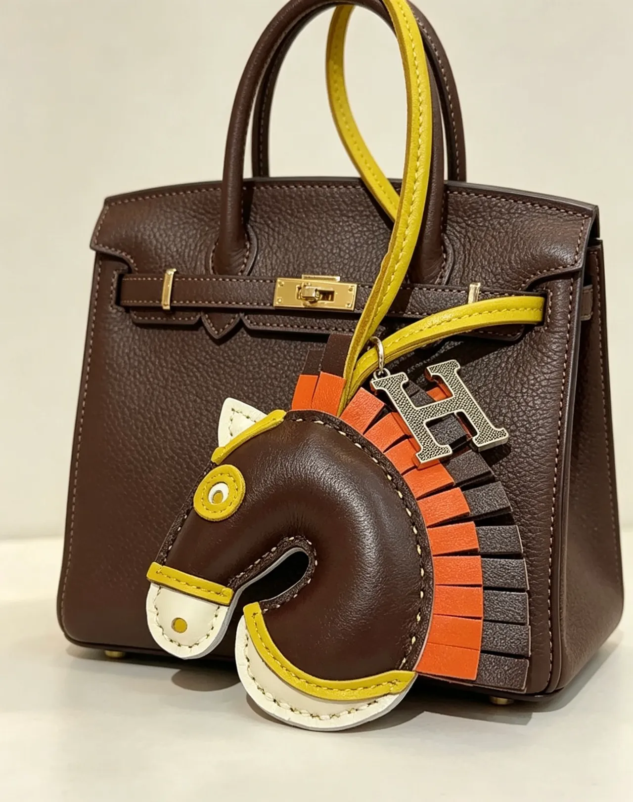 Hermès Beige Brown Structured Pebbled Leather Double Rolled Top Handles Boston Bag 8