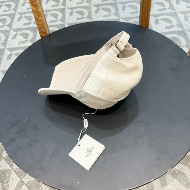 Hermès Beige Or Construction à six panneaux Logo brodé Casquette de baseball 7