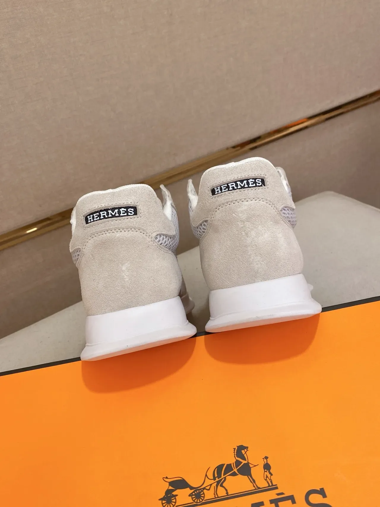 Hermès Beige Mesh and Suede Lifestyle Sneaker 3