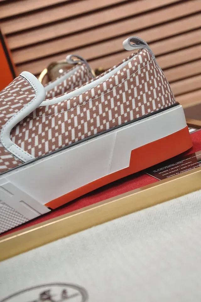Hermès Beige White Slip-On Platform Sole Lifestyle Sneakers 2