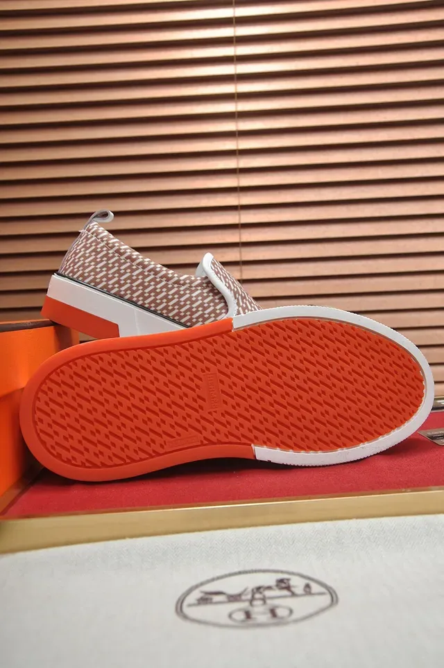 Hermès Beige White Slip-On Platform Sole Lifestyle Sneakers 4