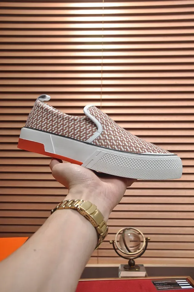 Hermès Beige White Slip-On Platform Sole Lifestyle Sneakers 7