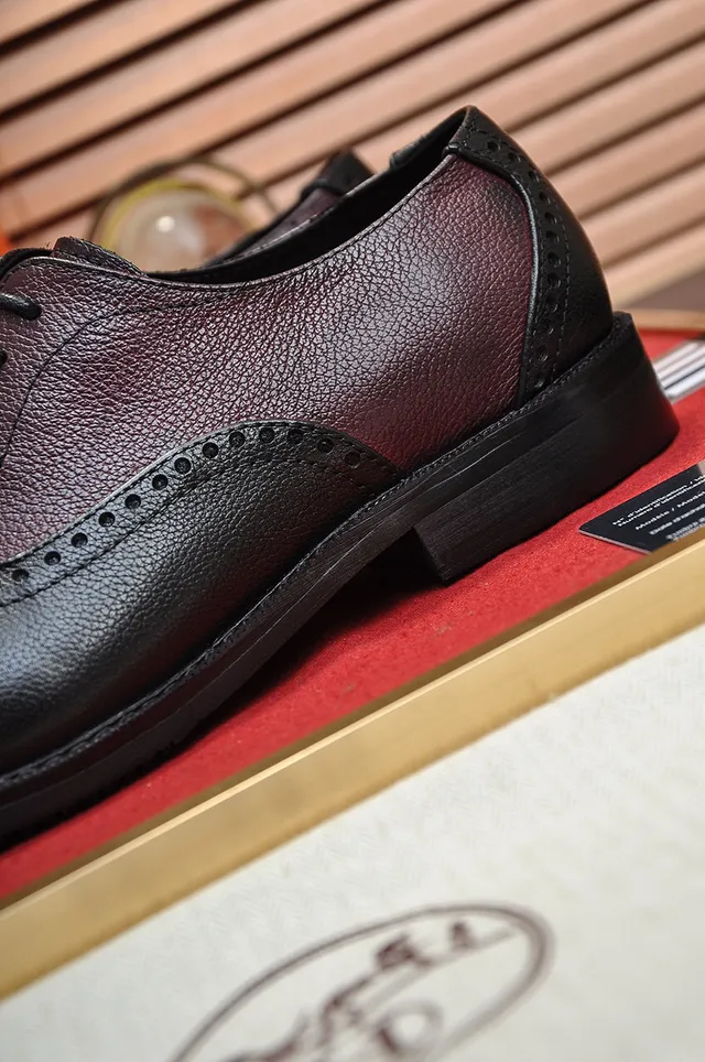 Hermès Negro Borgoña Dos Tonos Cuero Brogue Ala Completa 2