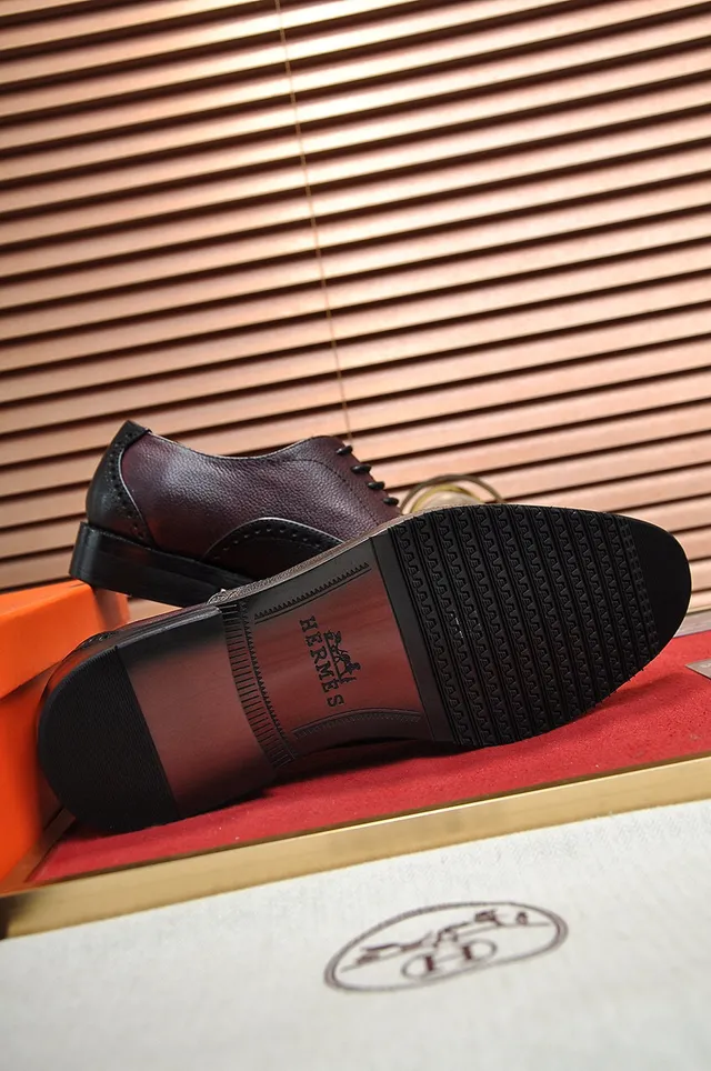 Hermès Negro Borgoña Dos Tonos Cuero Brogue Ala Completa 4
