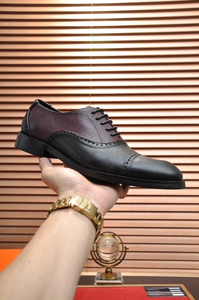 Hermès Negro Borgoña Dos Tonos Cuero Brogue Ala Completa 7