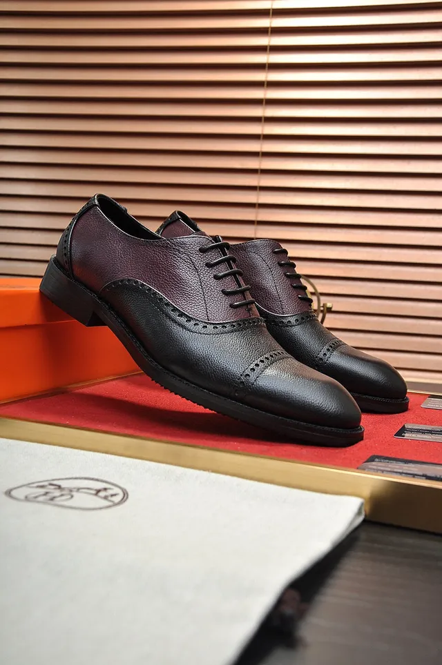 Hermès Negro Borgoña Dos Tonos Cuero Brogue Ala Completa 8