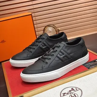 Hermès Black Leather Quilted H-Panel Lifestyle Sneakers