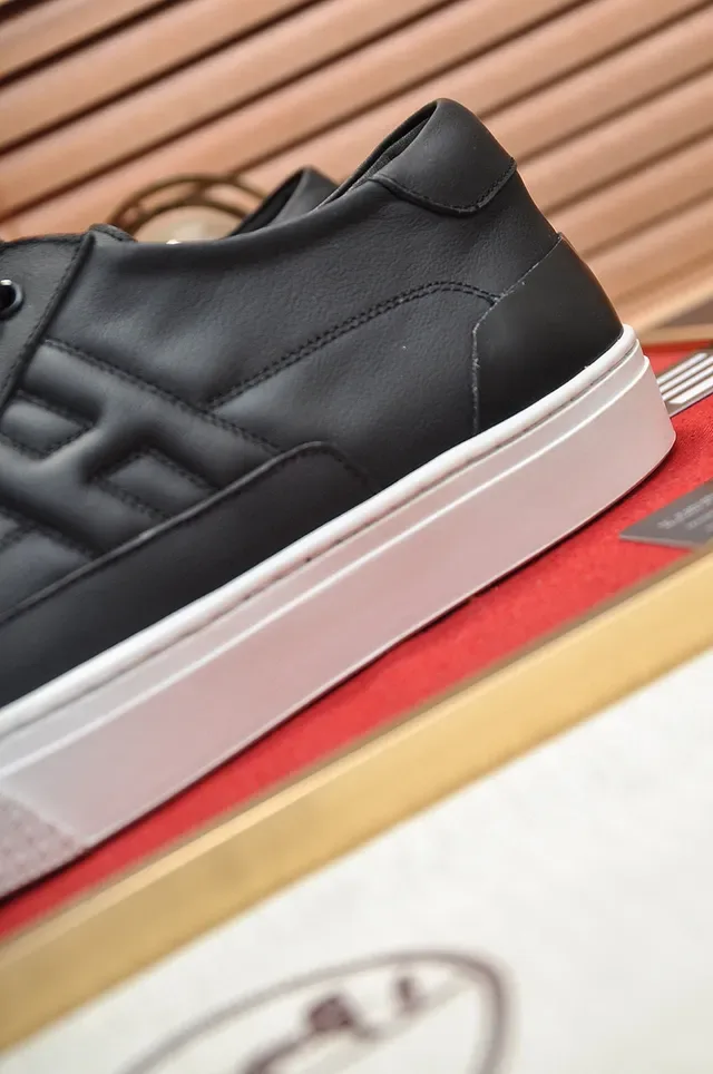 Hermès Black Leather Quilted H-Panel Lifestyle Sneakers 2