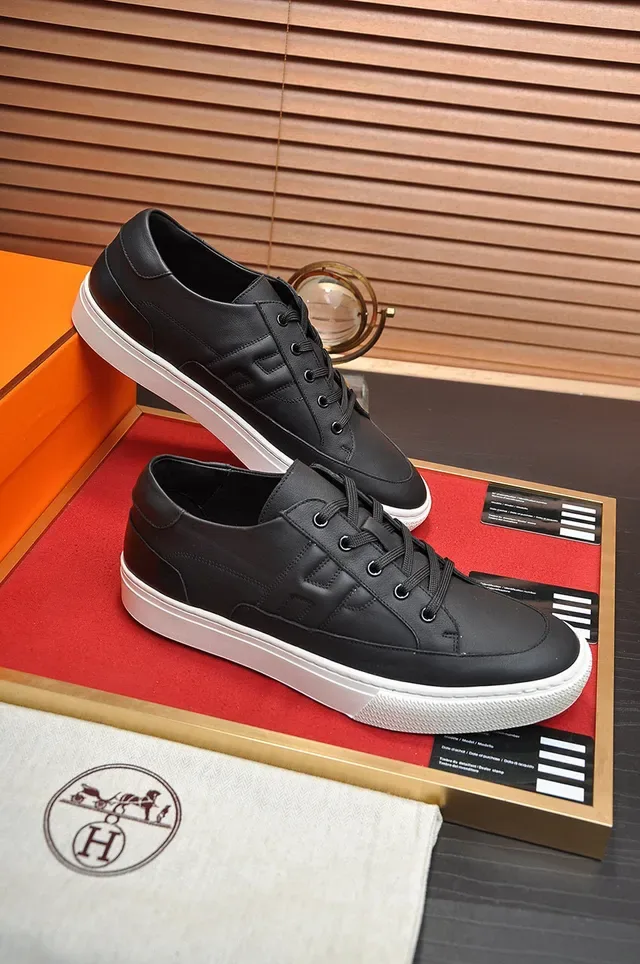 Hermès Black Leather Quilted H-Panel Lifestyle Sneakers 5